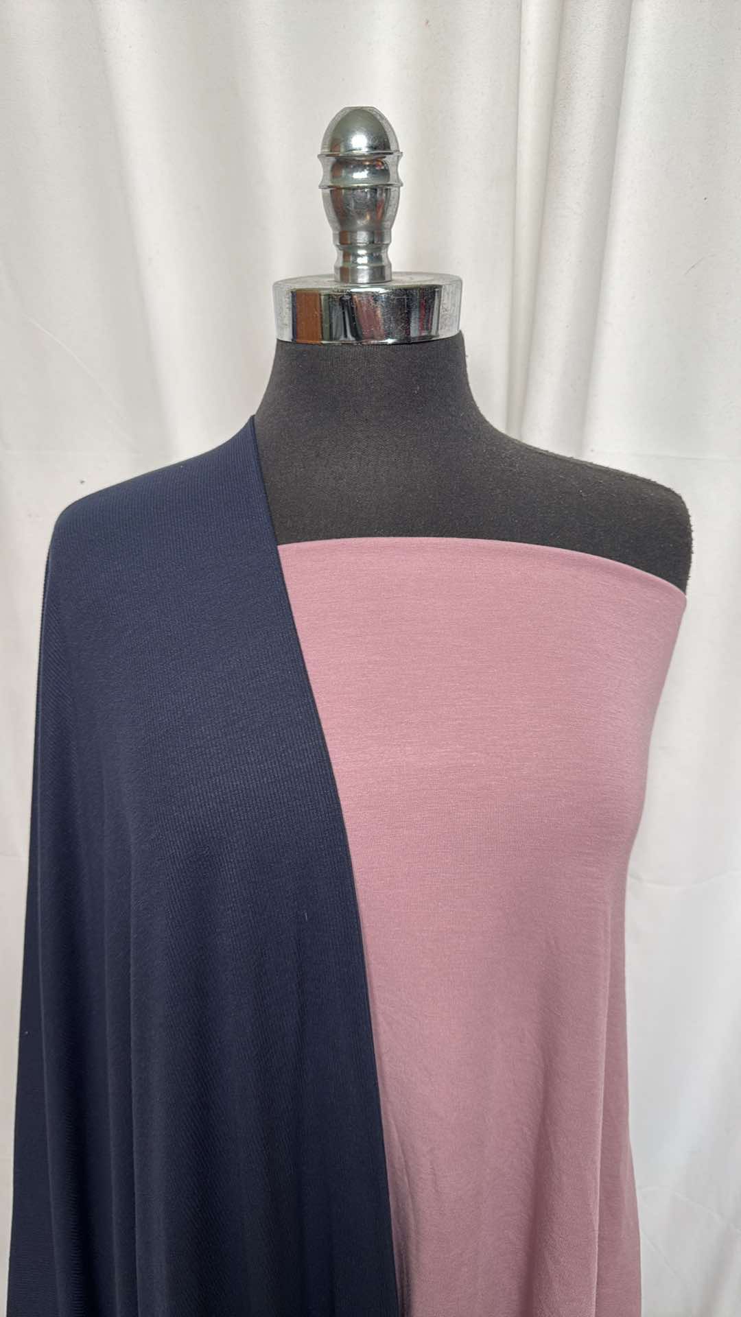 MAUVE/NAVY BUNDLE : 2YD Navy Modal Rib & 1.5YD Mauve Supima Cotton/Modal : A26444