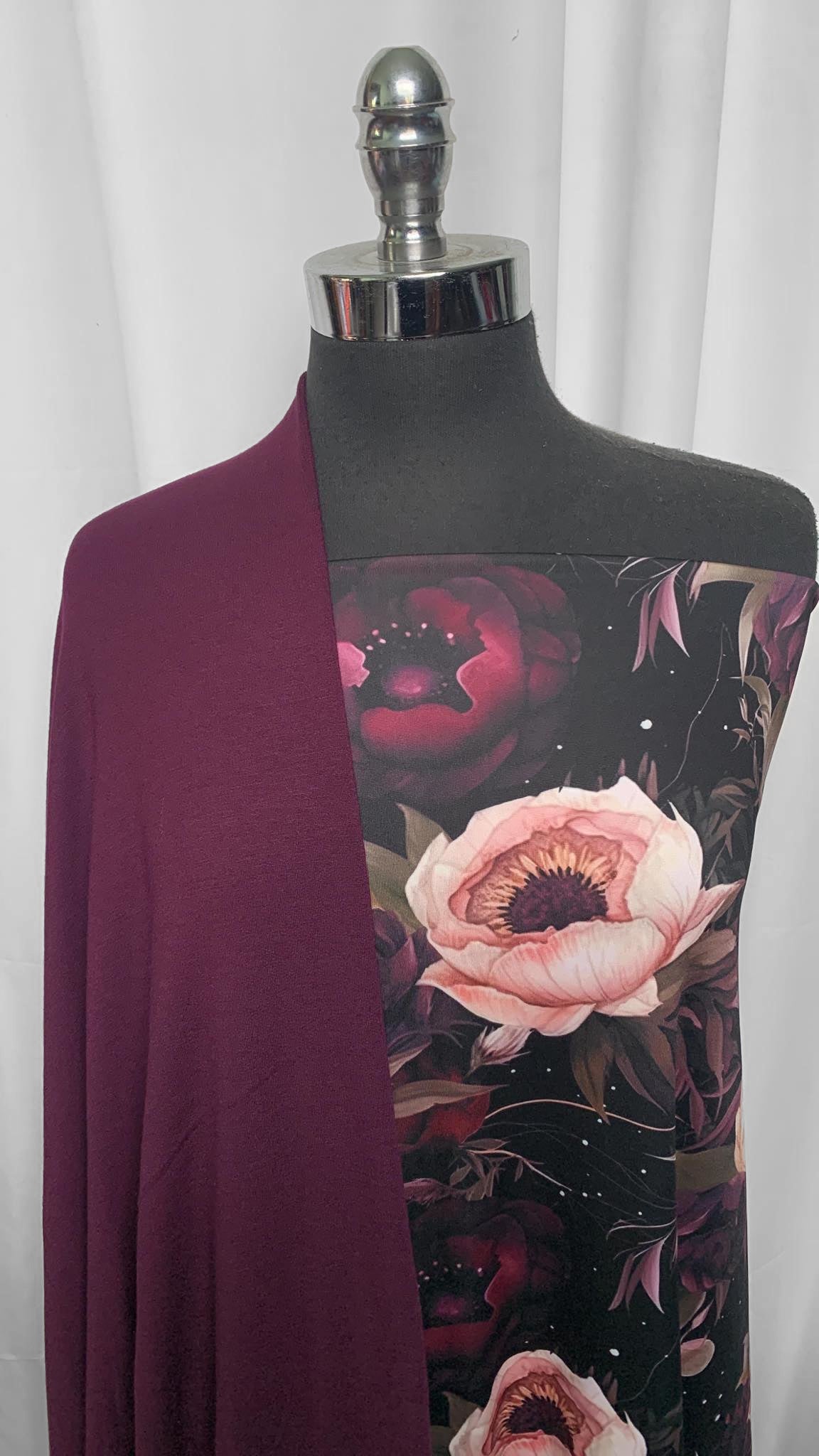 EGGPLANT/DARK FLORAL BUNDLE : 2YD Dark Floral P/S PF & 2YD Eggplant Brushed Modal/Spandex FT : A25546