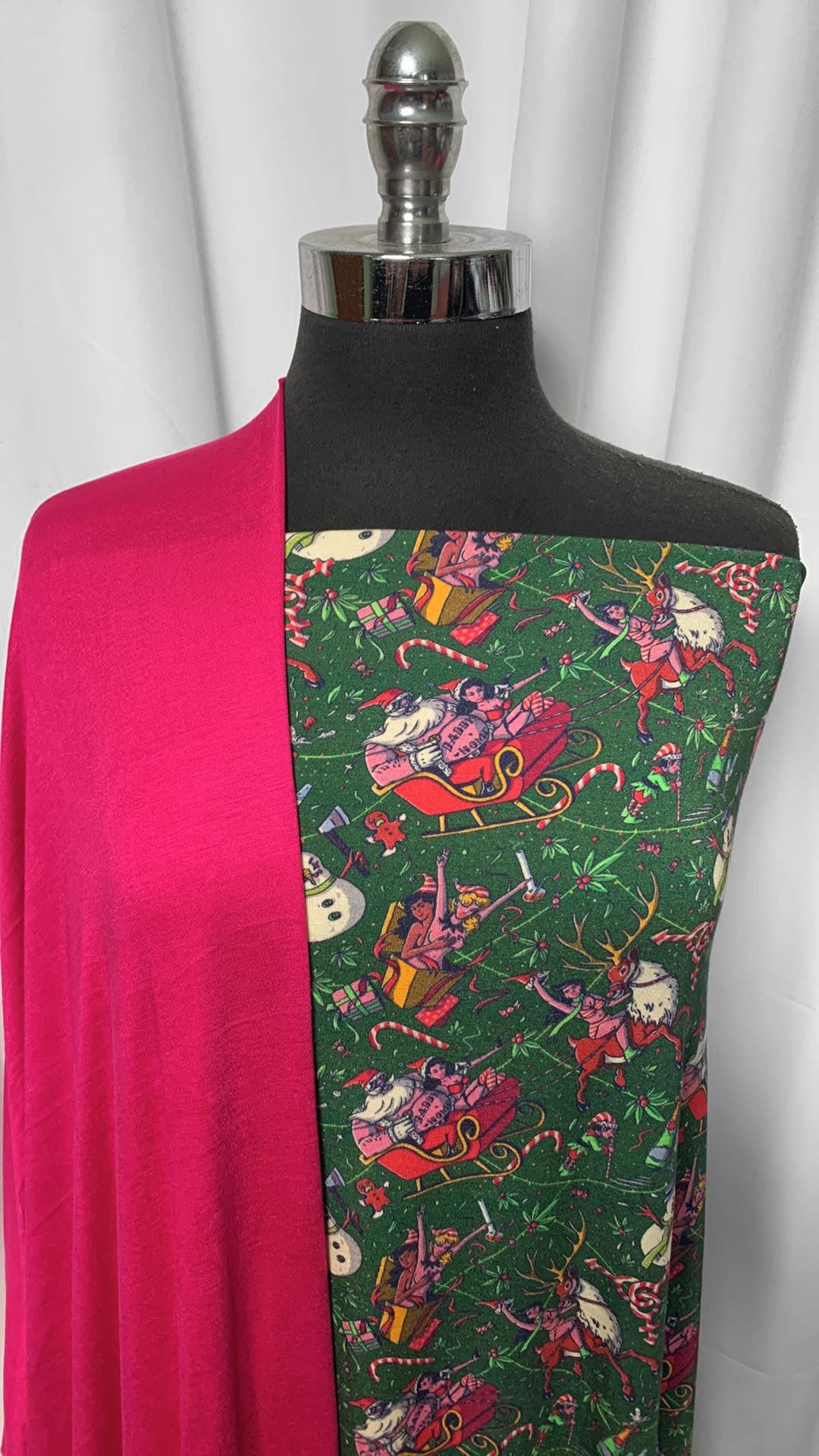FUCHSIA/SANTA BUNDLE : 2YD Naughty Santa Modal & 2YD Fuchsia R/S : A2439