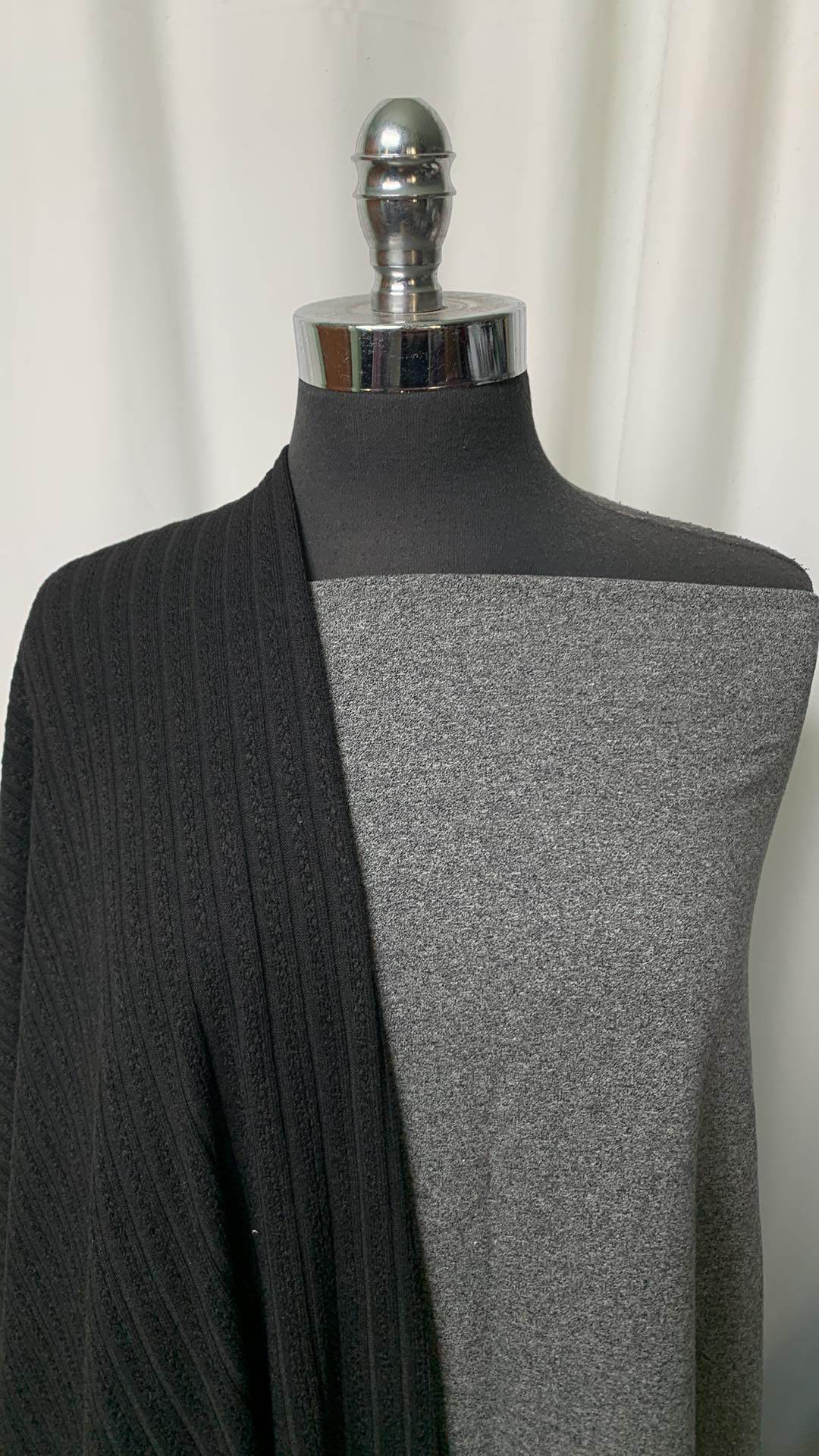 BLACK SWEATER BUNDLE : 2YD Grey Organic FT (70" Wide) & 2YD Black Cotton-Blend SK : A1938