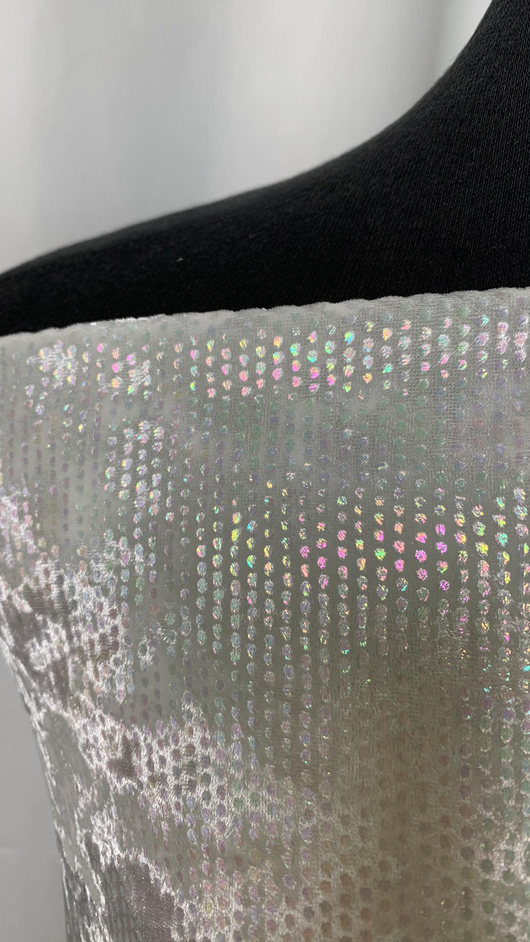Ivory w/Iridescent Foil - 4-Way Crushed Velvet - 2 Yard Cut