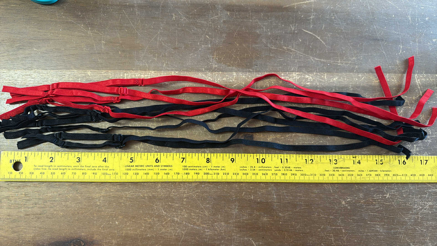 Adjustable Straps - 3 Pairs 1/4" Black & 2 Pairs 1/4" Red