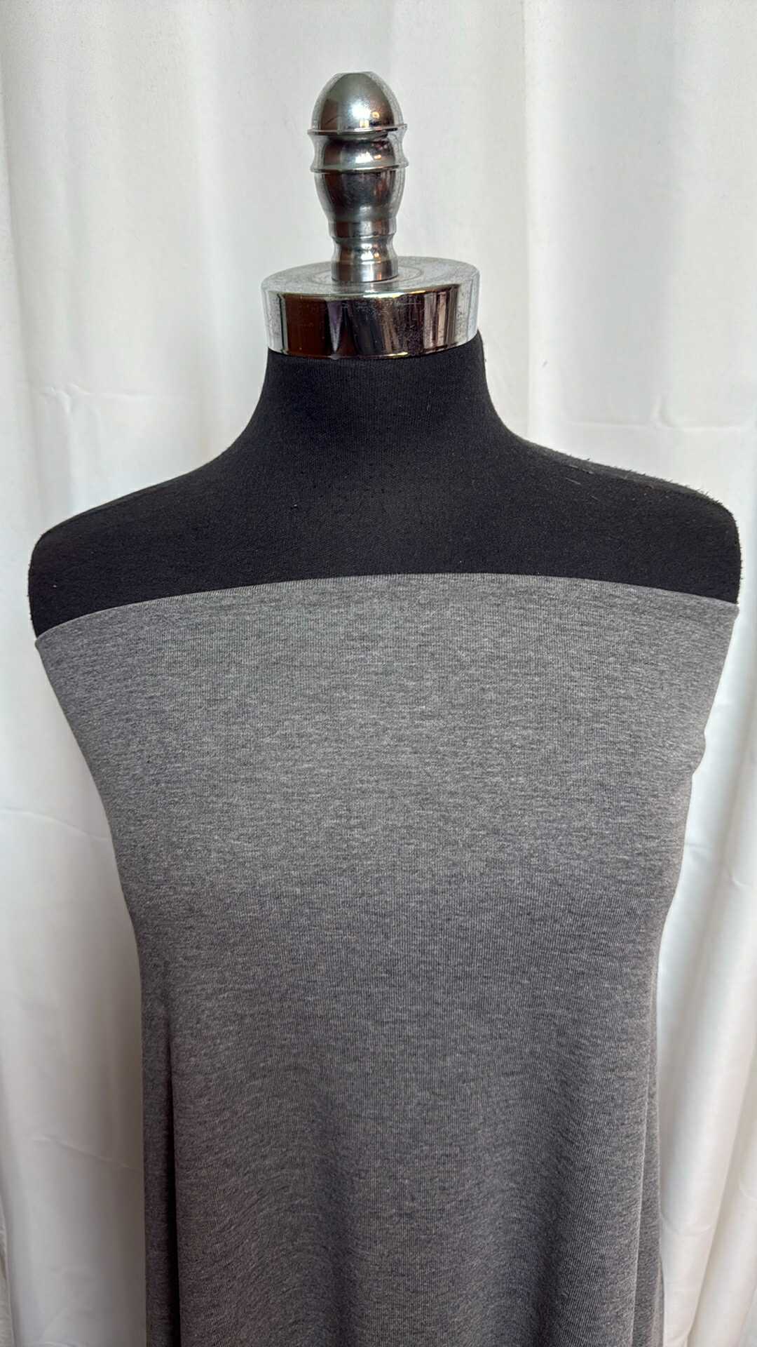 Charcoal - 1x1 Cotton Rib - 2 yard Cut