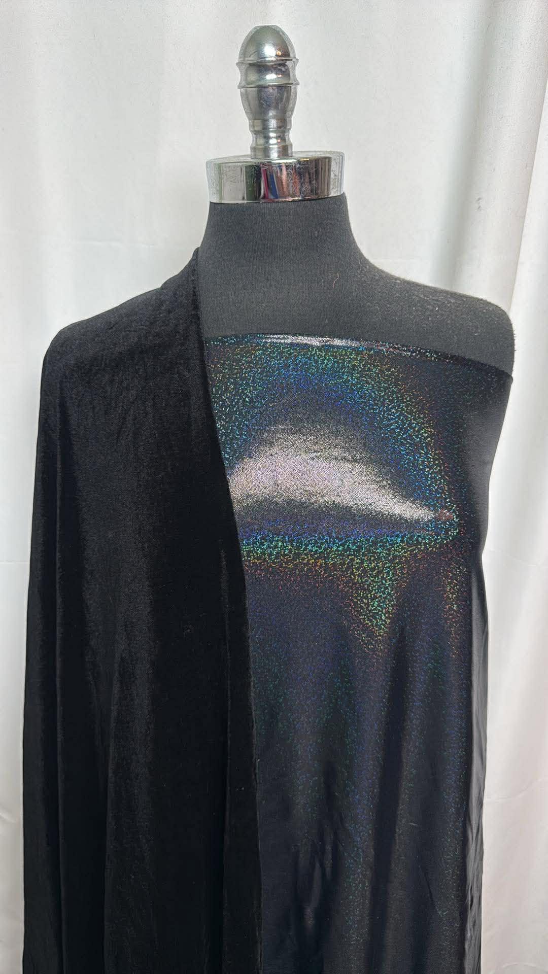 IRIDESCENT/BLACK VELVET BUNDLE : 2YD Iridescent Black PF & 2YD Black Stretch Velvet : A30329