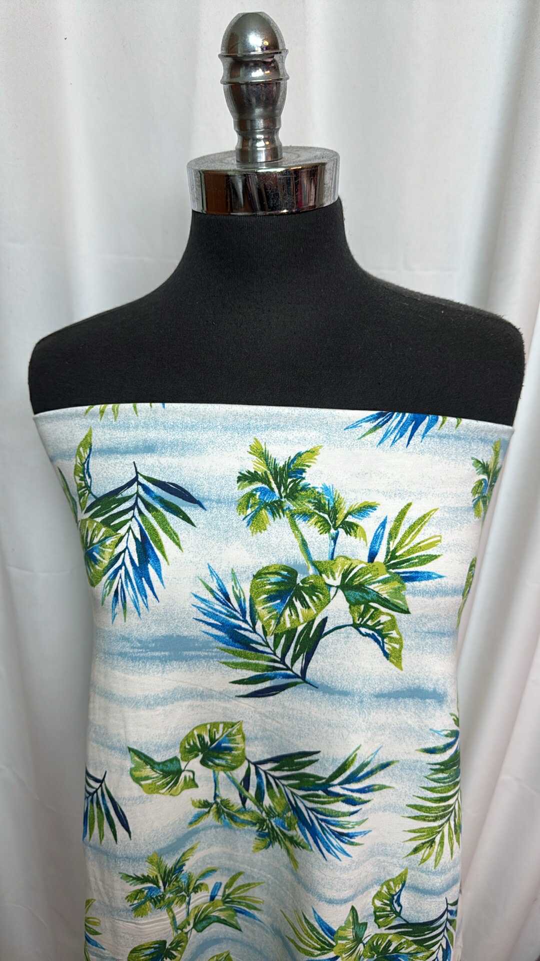 Blue/Green Tropical - Cotton/Spandex - 2 Yard Cut