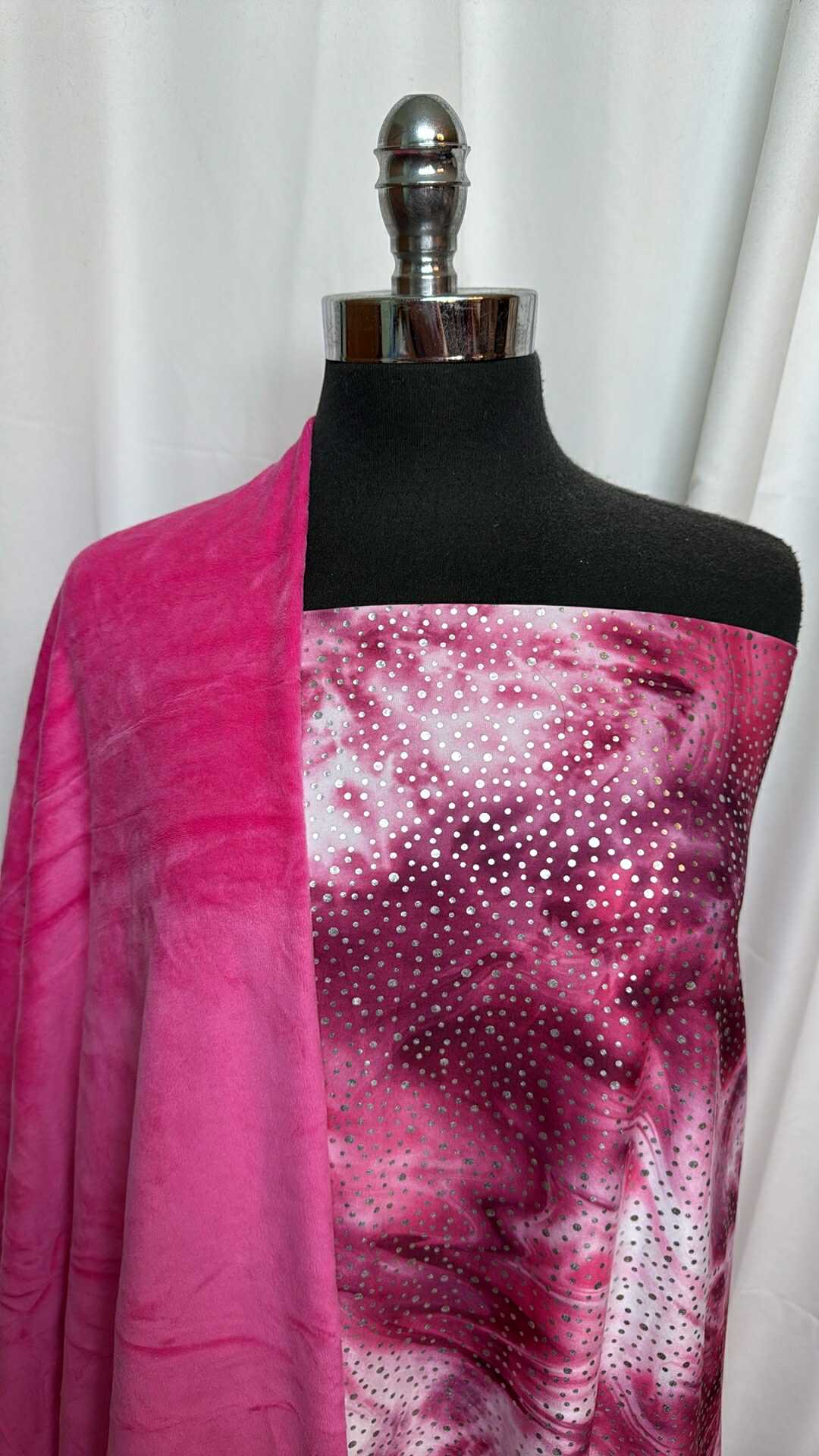 PINK FOIL TIE DYE BUNDLE : 2YD Pink Velour & 2YD Pink Tie Dye Foil Yoga PF : A27638