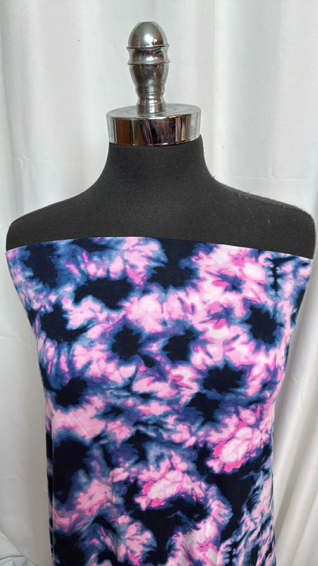 Pink/Blue/Black Tie Dye - Double Brushed Poly Spandex - 2 Yard Cut