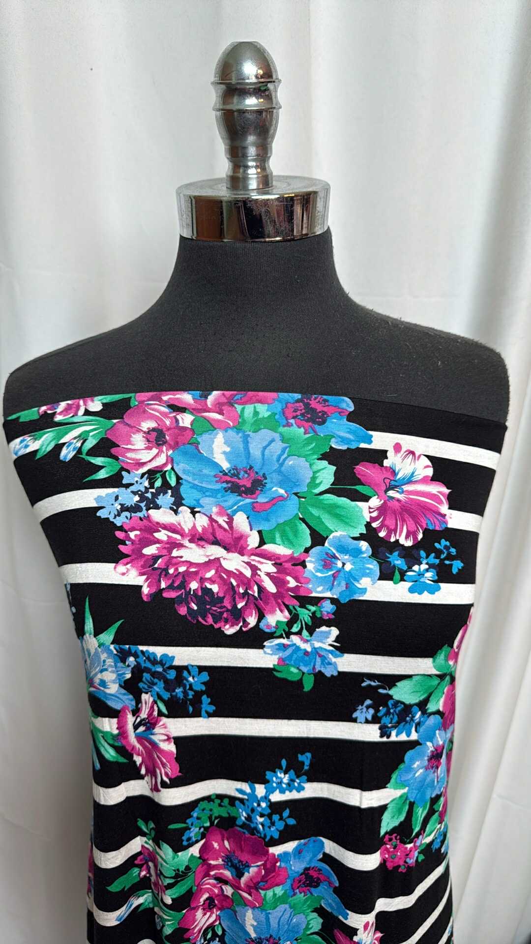 Floral/Stripe - Modal/Spandex - 2 Yard Cut