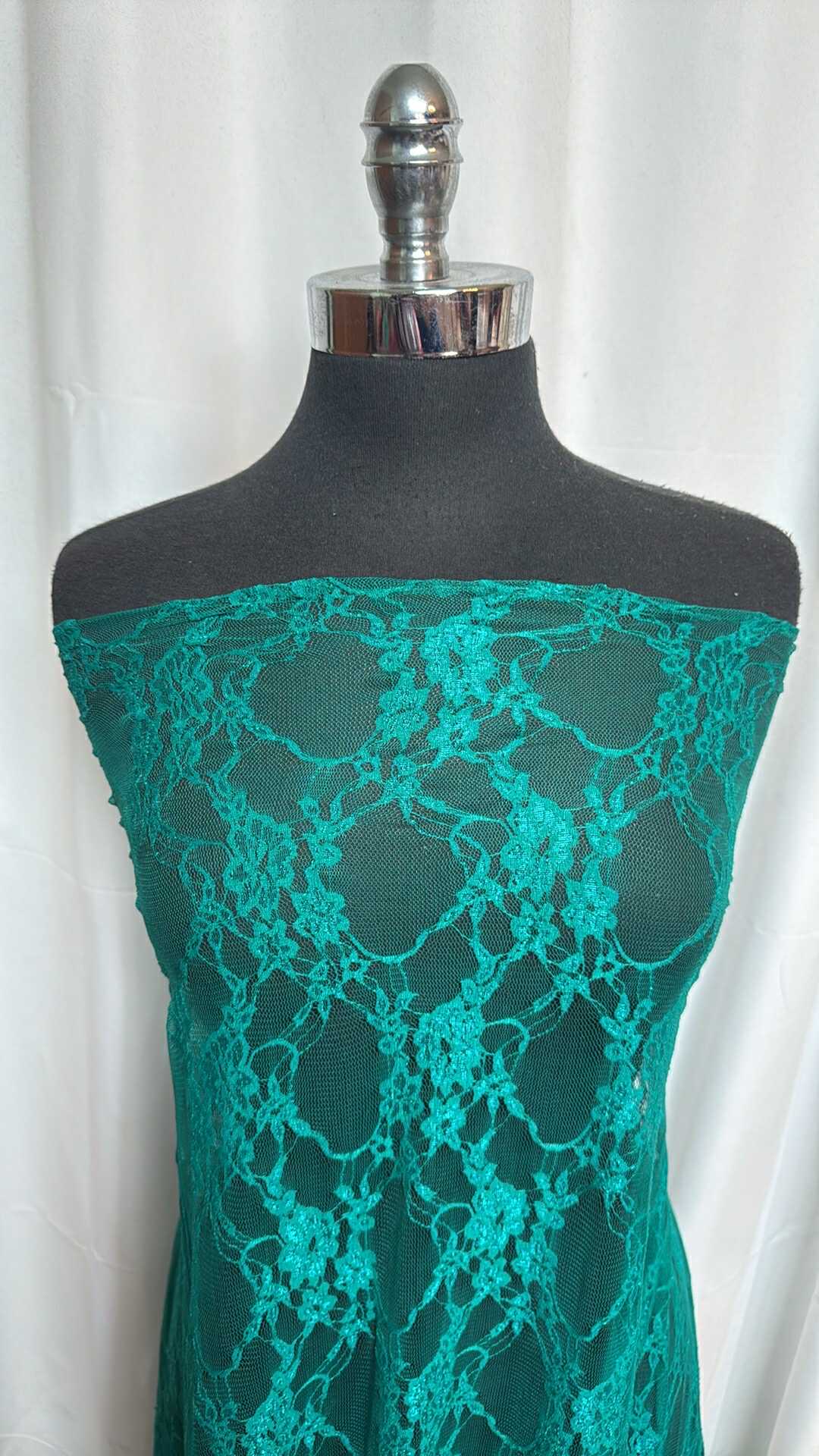 Teal - Stretch Lace - 2 Yard Cut
