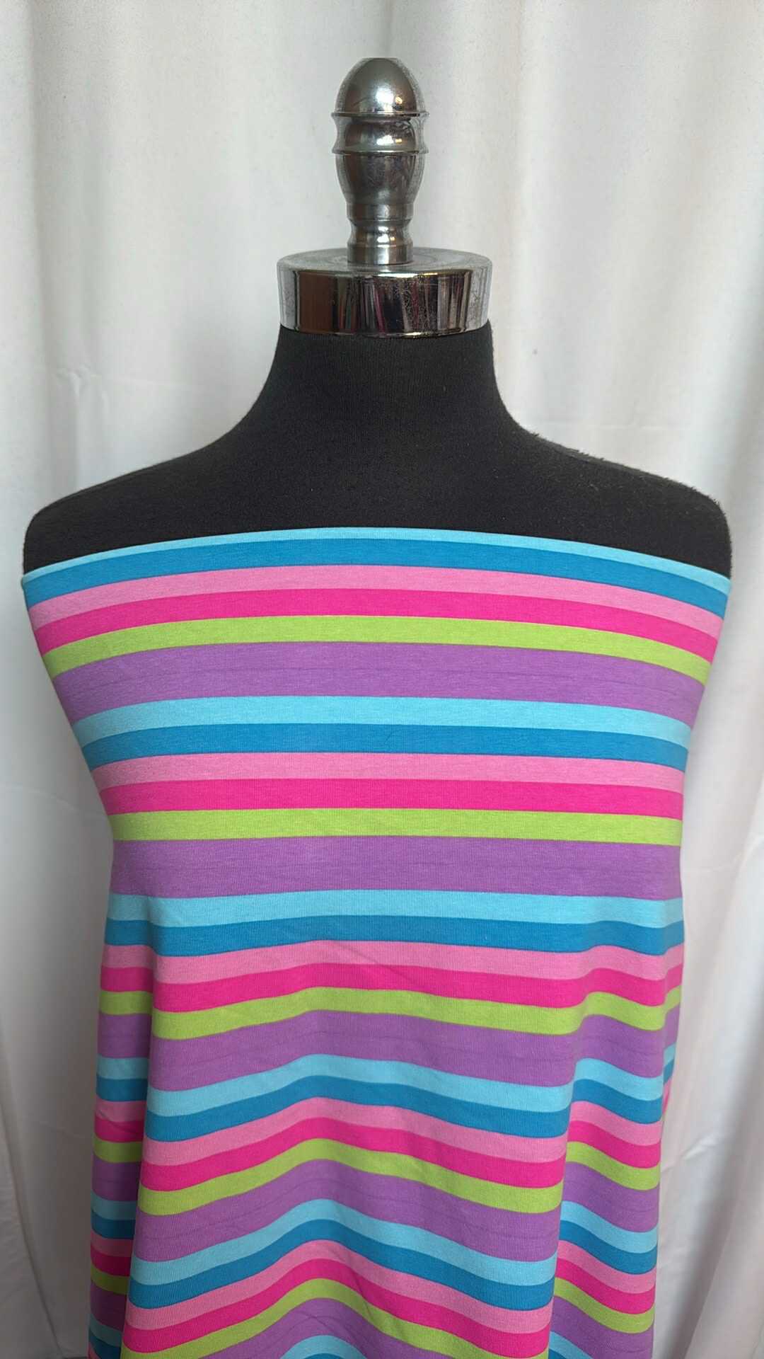 Bright Stripe - Cotton Spandex - 2 Yard Cut (May have flaw..read descr.)