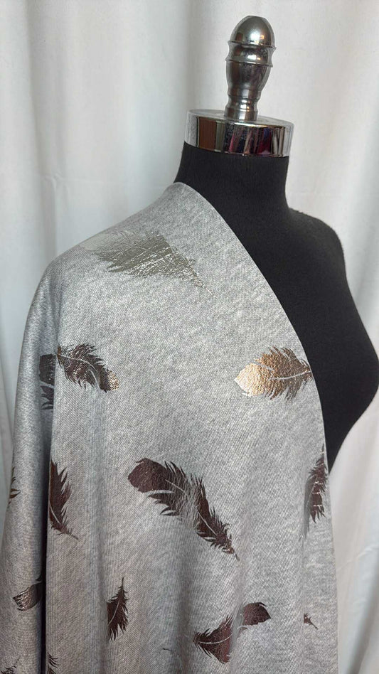 Foil Feathers - Cotton/Poly French Terry - 2 Yard Cut