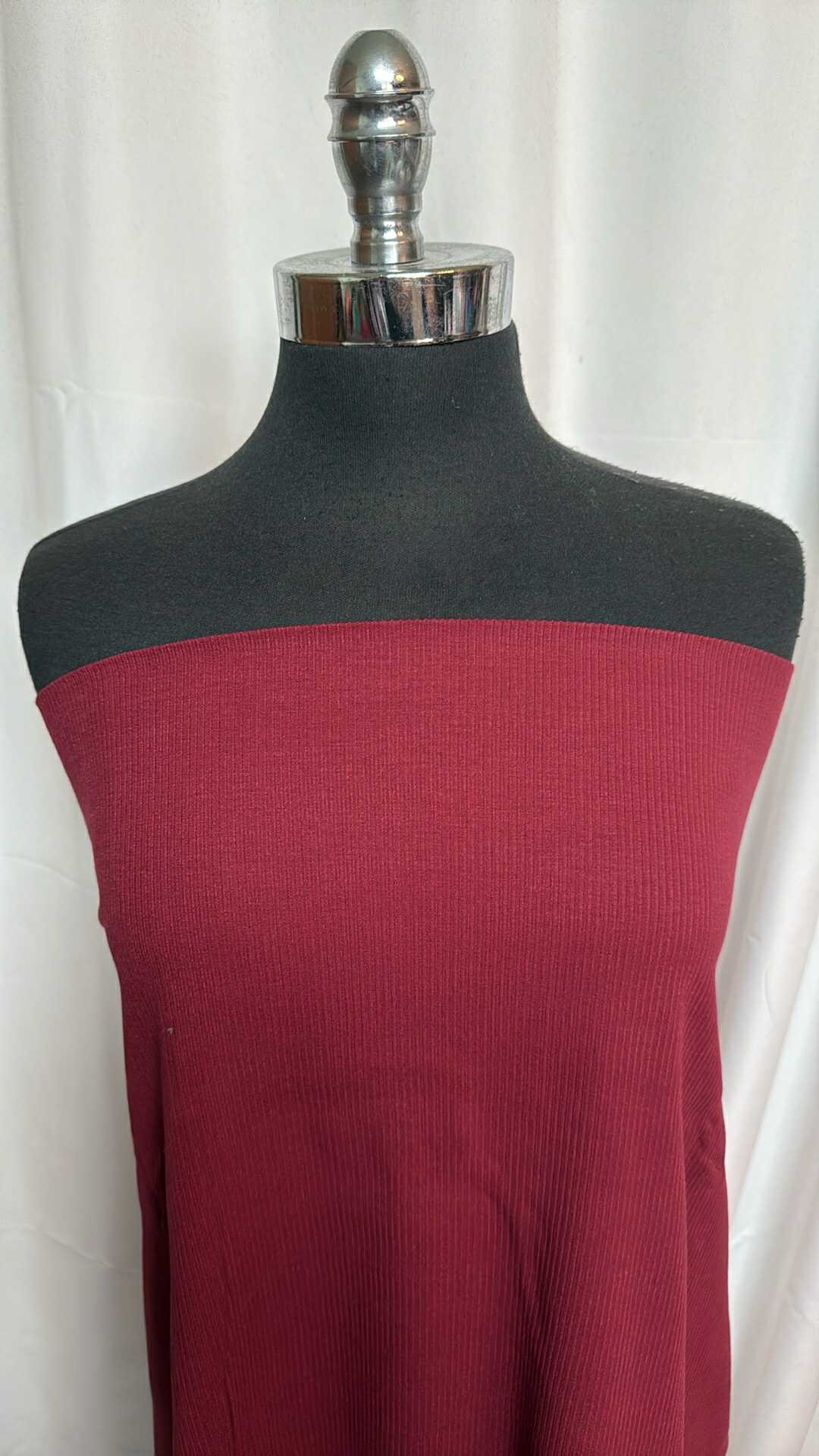 Burgundy - Heavy Cotton/Spandex Rib Knit (54" Wide) - 2 Yard Cut
