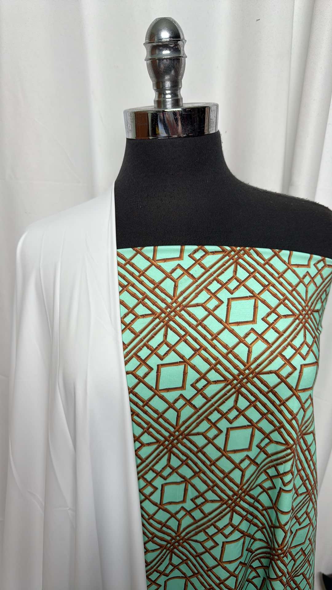 WHITE/MINT BAMBOO BUNDLE : 2YD Mint Bamboo N/S & 2YD White N/S : A27186