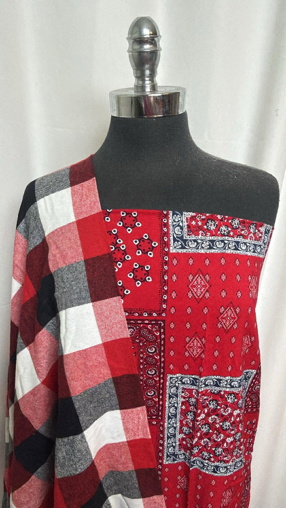 PLAID/SCARF BUNDLE : 2YD Scarf Print Rayon Challis & 2YD Plaid Flannel : A30336