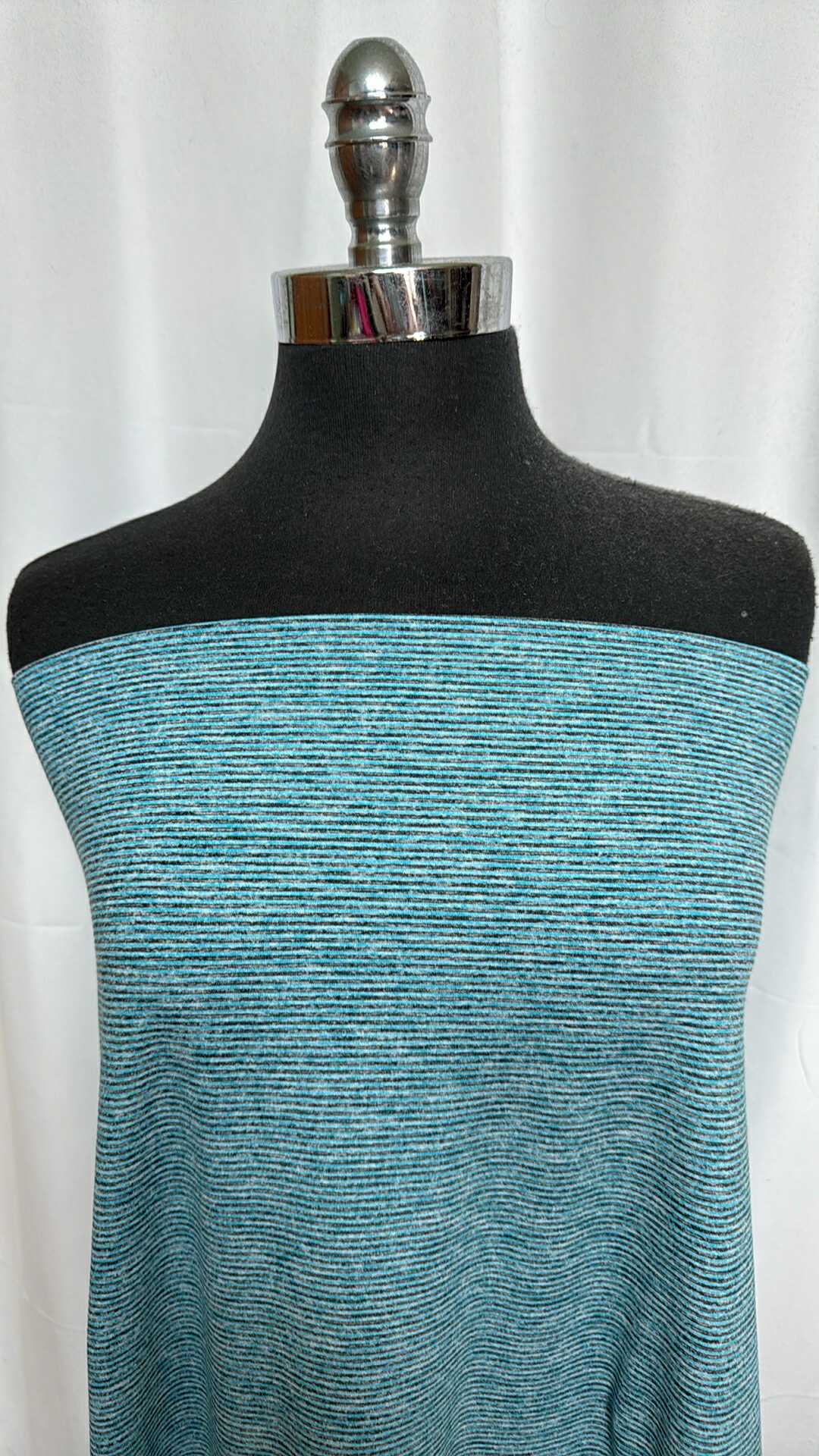 Teal Thin Stripe - Mid-Weight Peached Performance - By the Yard