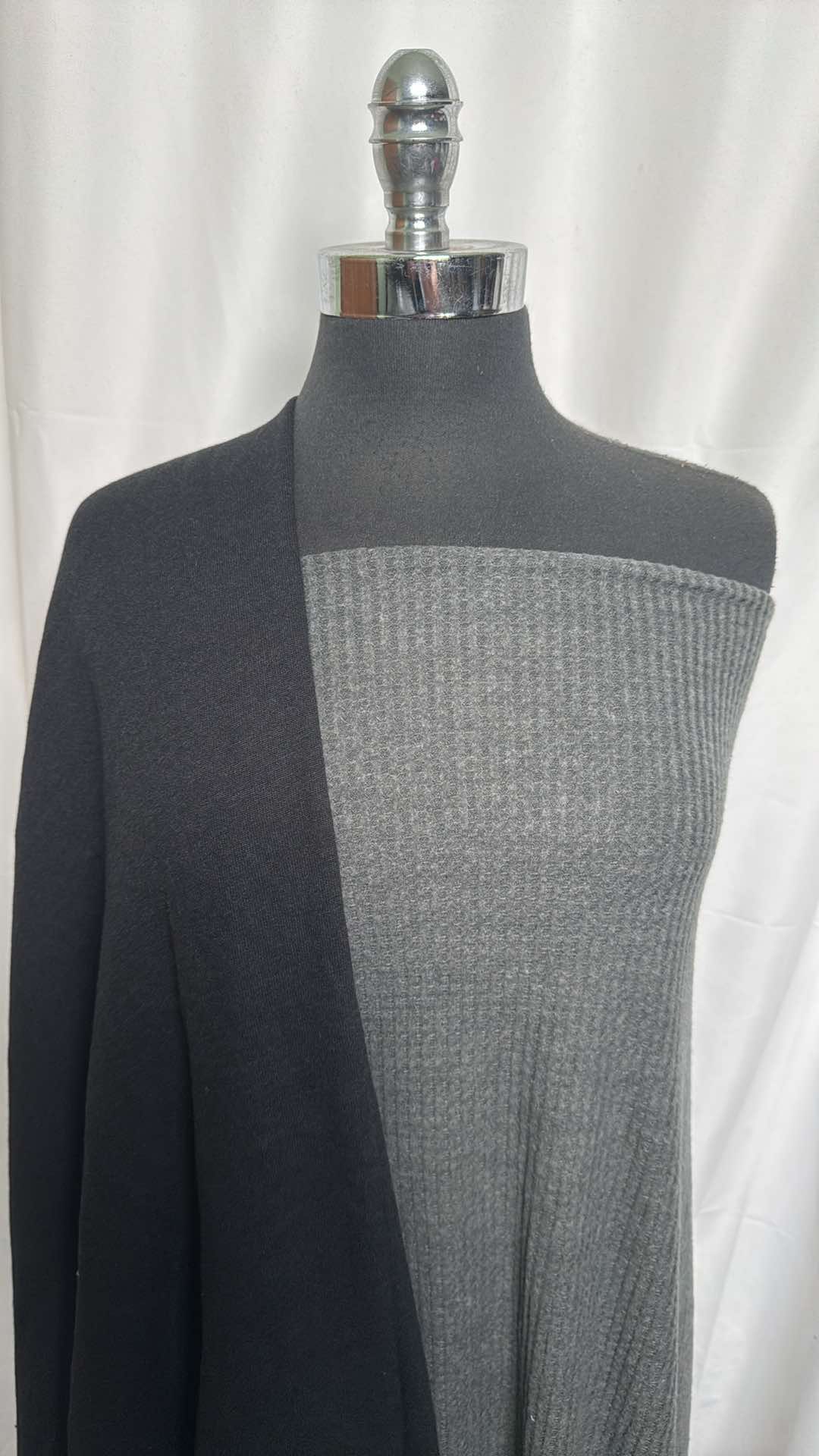 BLACK/CHARCOAL WAFFLE BUNDLE : 2YD Charcoal Brushed Waffle & 2YD Black Sweatshirt Fleece (72" Wide) : A26065