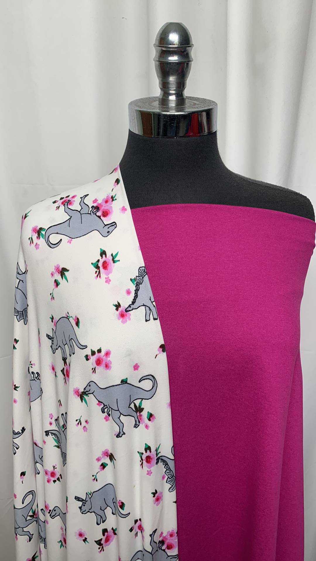 MAGENTA/DINOS BUNDLE : 1YD Magenta Peached PF & 2YD Ivory Floral Dinos DBP : A25407