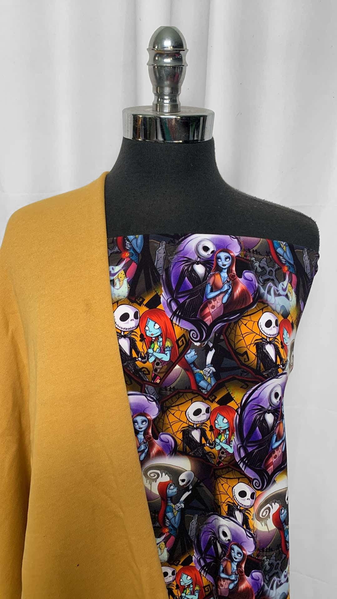 MUSTARD/NIGHTMARE LOVE BUNDLE : 1YD Nightmare Love C/S & 32" Cut of Mustard Sweatshirt Fleece : A25811