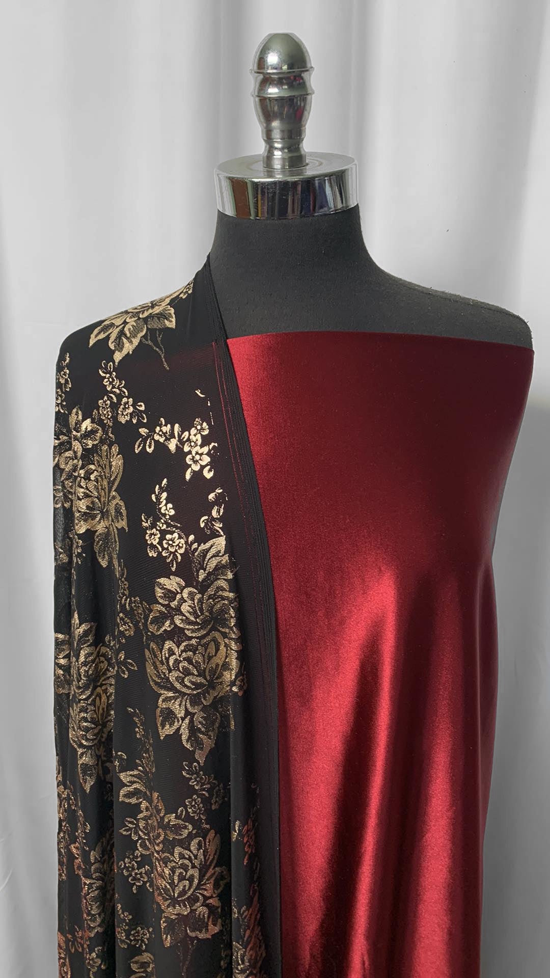 RED/FOIL FLORAL BUNDLE : 2YD Red Casino & 2YD Floral Foil Mesh : A2272