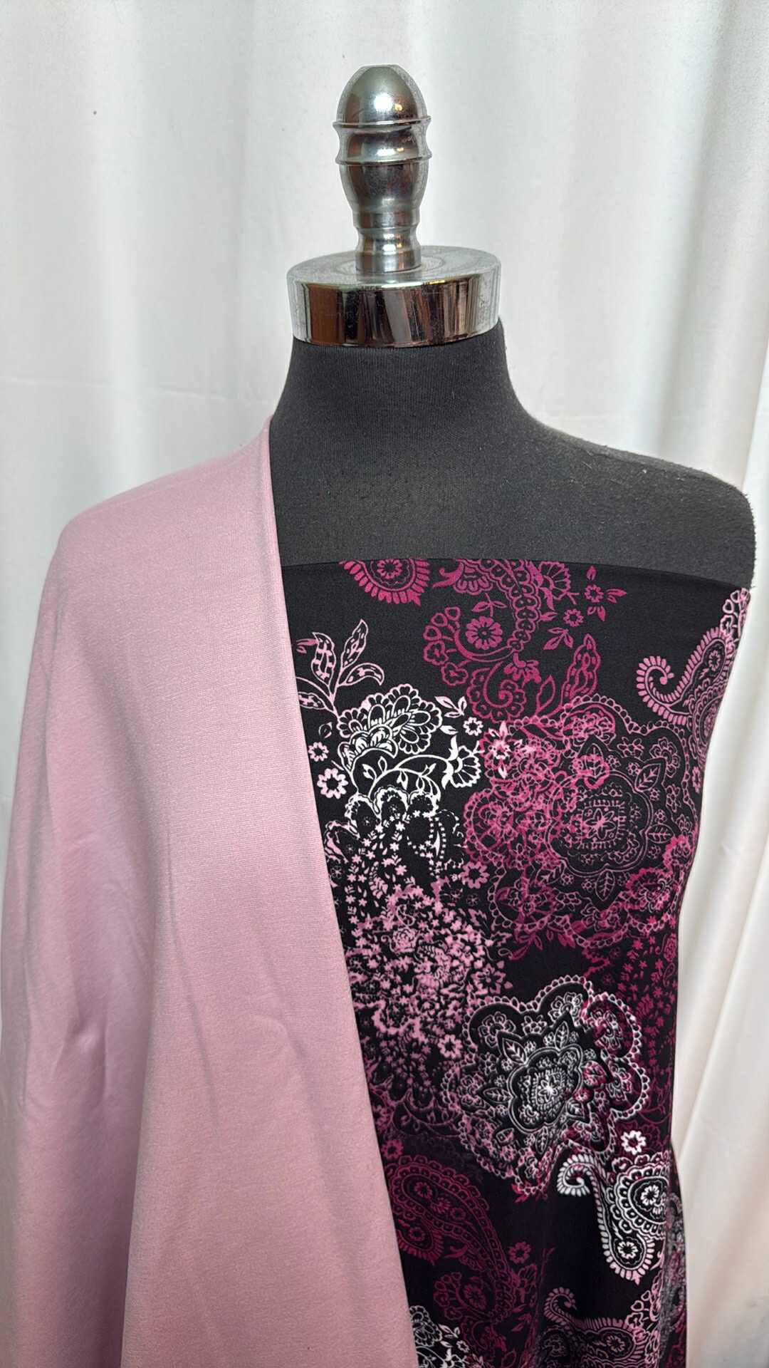 DARK PAISLEY BUNDLE : 2YD Solid Nylon Ponte & 2YD Dark Paisley DBP : A27964