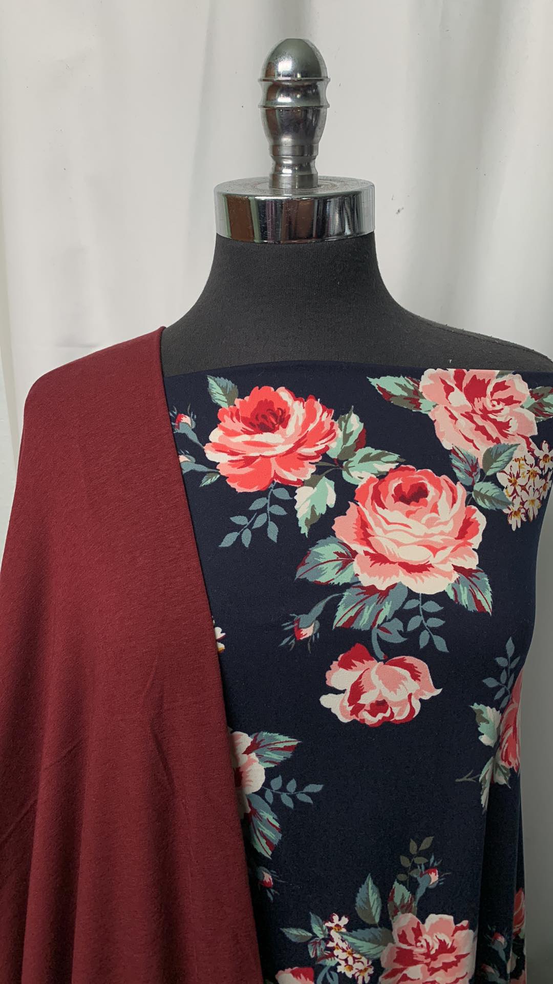 MAROON/NAVY FLORAL BUNDLE : 2YD Navy Floral DBP & 2YD Maroon Bamboo/Cotton : A1626