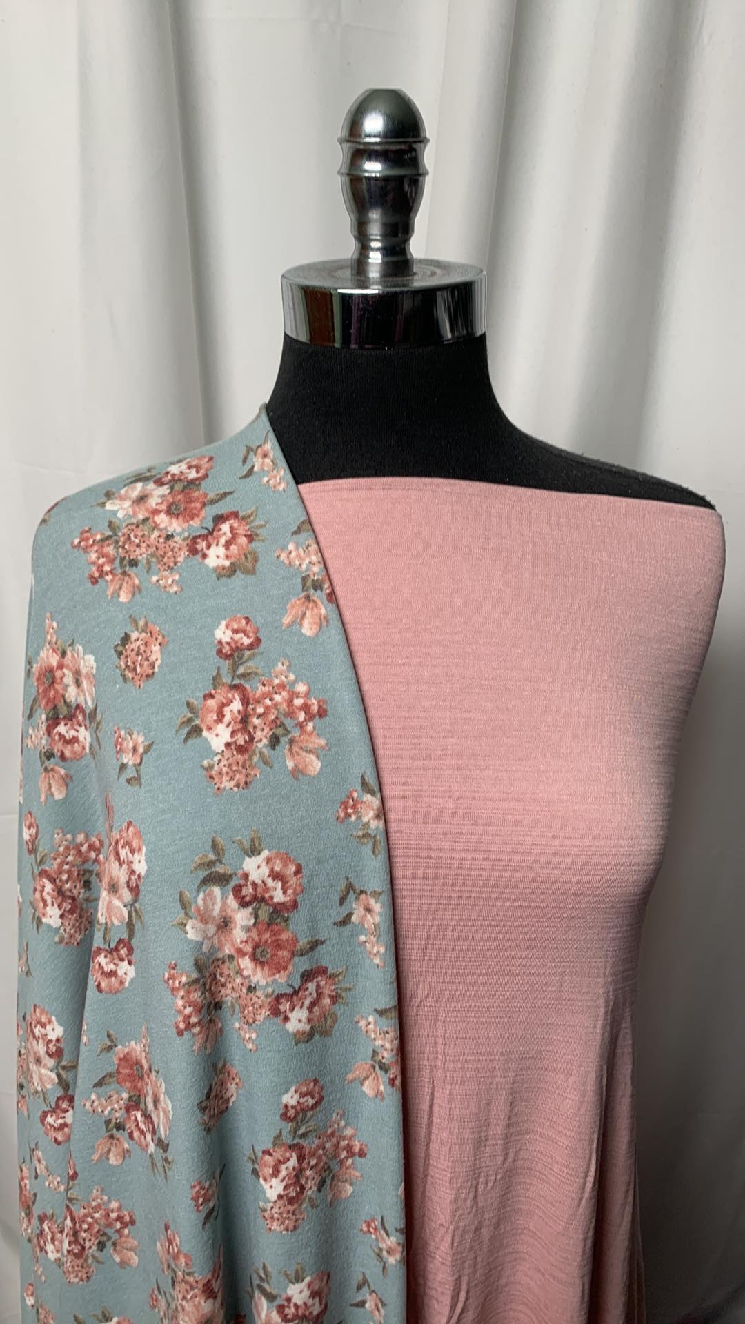 PINK/BLUE FLORAL BUNDLE : 2YD Pink Ice Slub R/S & 2YD Blue Floral PRS FT : A1839