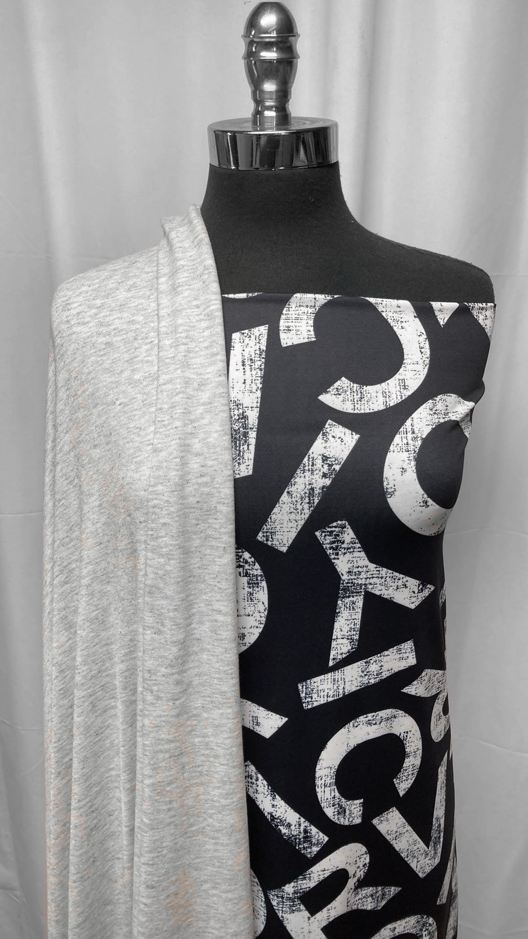 GREY/LETTERS BUNDLE : 2YD Distressed Letters N/S & 2YD Heather Grey Modal Ponte : A25236