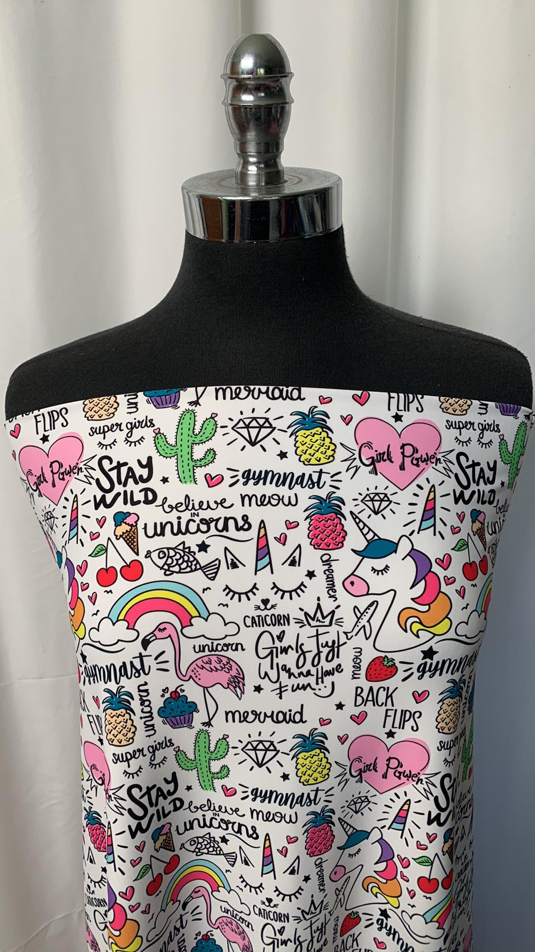 Unicorns & Writing - Nylon Spandex - 2 Yard Cut