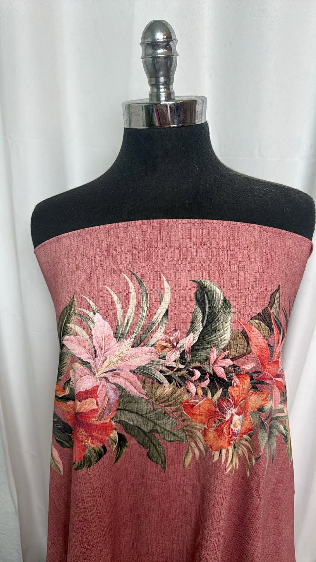 Horizontal Floral on Dusty Rose - Designer Nylon/Spandex Swim - 2 Yard Cut