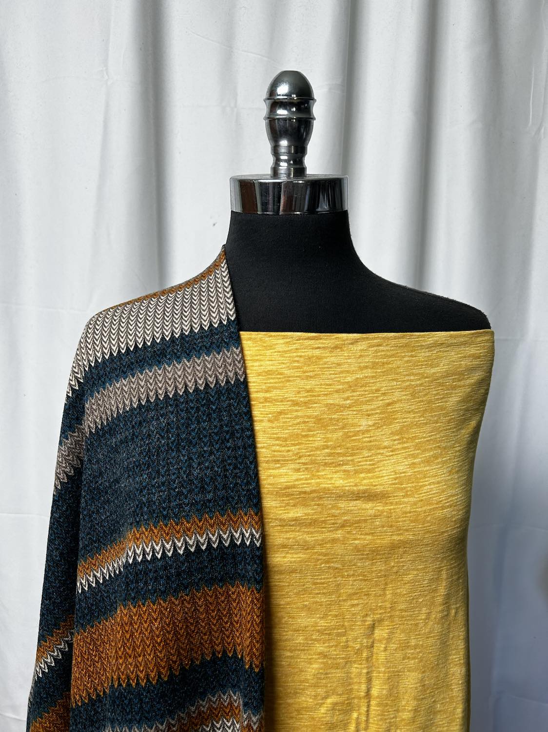 MUSTARD CHEVRON BUNDLE : 2YD Mustard Slub C/S Jersey & 2YD Chevron Stripe SK : A1549
