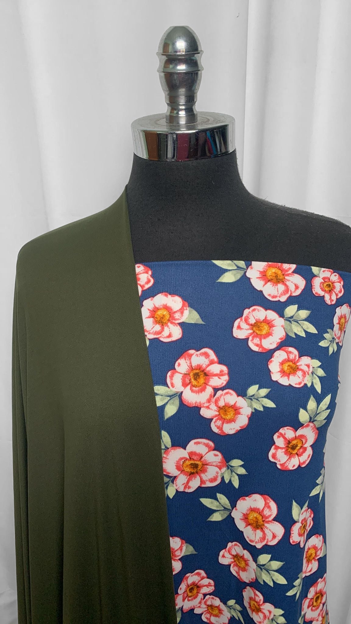 BLUE FLORAL/OLIVE BUNDLE : 2YD Blue Floral DBP & 2YD Olive DBP : A25517