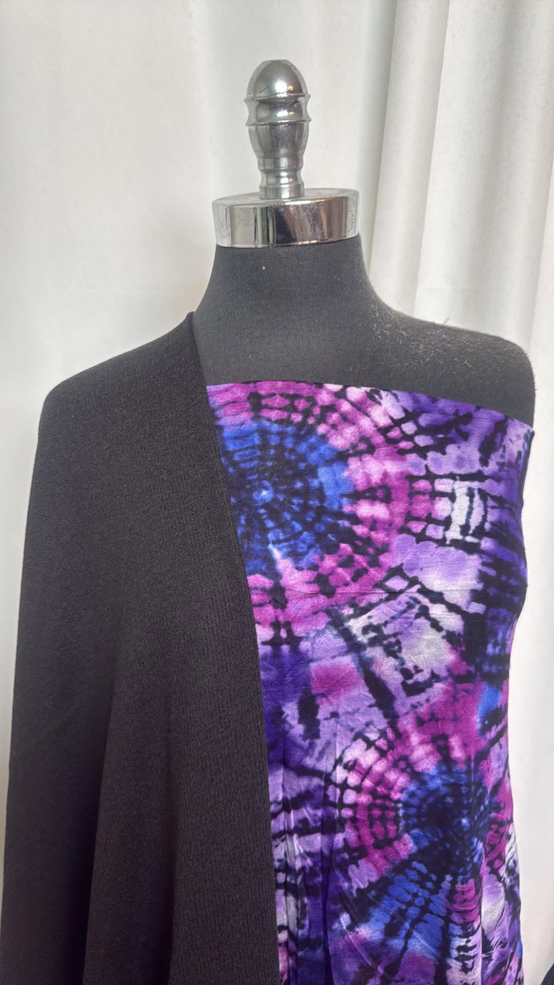 PURPLE TIE DYE BUNDLE : 2YD Purple Tie Dye Rayon Jersey & 2YD Flat-Back Rib SK : A30883