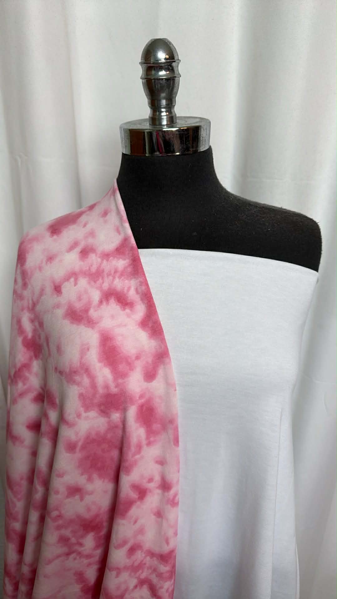WHITE/PINK TIE DYE BUNDLE : 2YD Pink Tie Dye PRS FT & 1YD White PRS Jersey : A29459