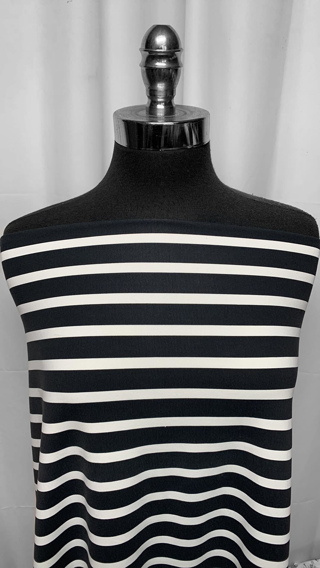 Black/White Stripe - Poly/Spandex Performance (72") - 2 Yard Cut