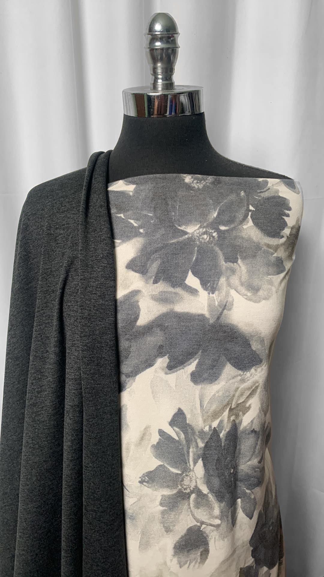 CHARCOAL/IVORY FLORAL BUNDLE : 2YD Charcoal 2-Tone PRS FT & 2YD Floral PRS FT : A2359