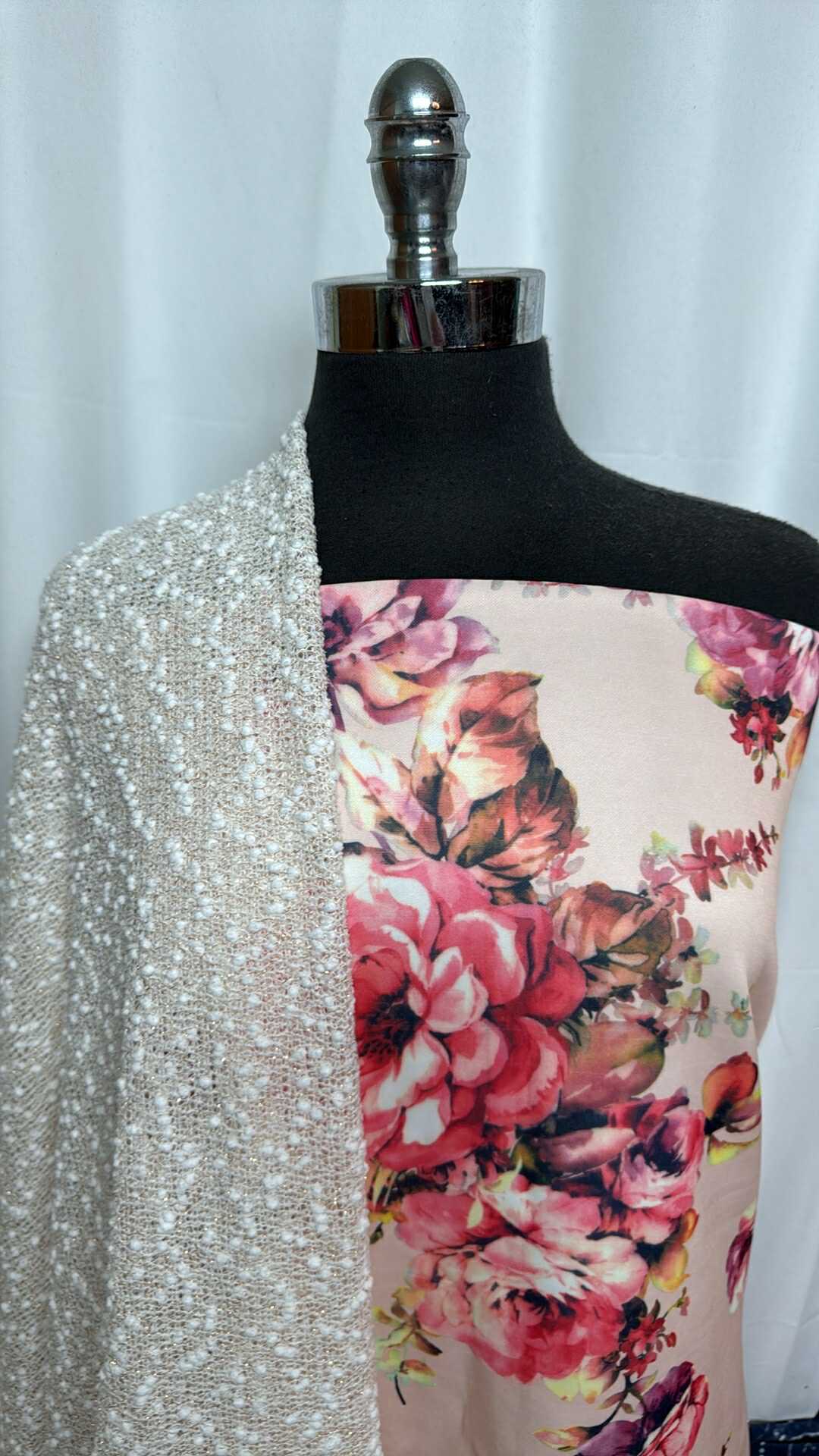 FLORAL/SWEATER BUNDLE : 2YD Floral Scuba & 2YD Loose Sweater w/Lurex : A29108