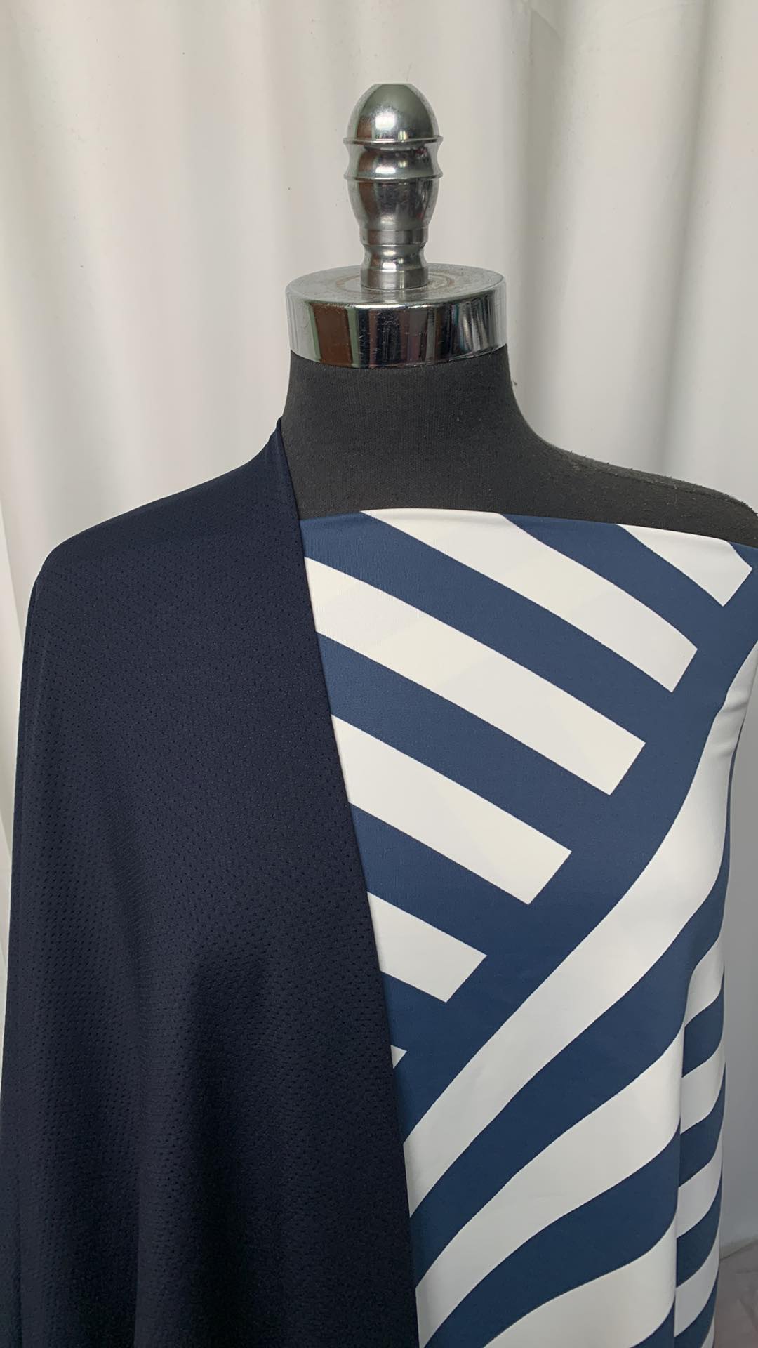 NAVY DIAGONAL LINES BUNDLE : 2YD Navy/White Diagonal Lines PF & 2YD Navy PF Mesh : A1675