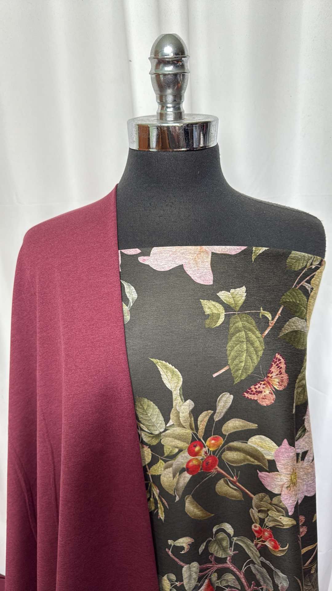 BURGUNDY/FRUITY FLORAL BUNDLE : 1+YD Fruity Floral Peached PF & 1YD Burgundy Peached PF : A26836