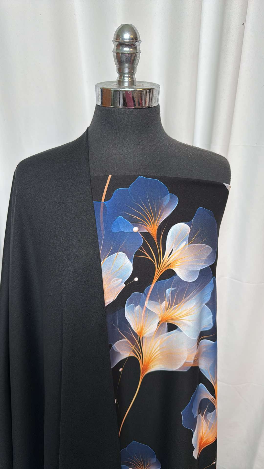 BLACK/TRANSLUCENT FLORAL BUNDLE : 2YD Translucent Floral Single Brushed P/S PF & 2YD Black 2-Tone Peached PF : A26183