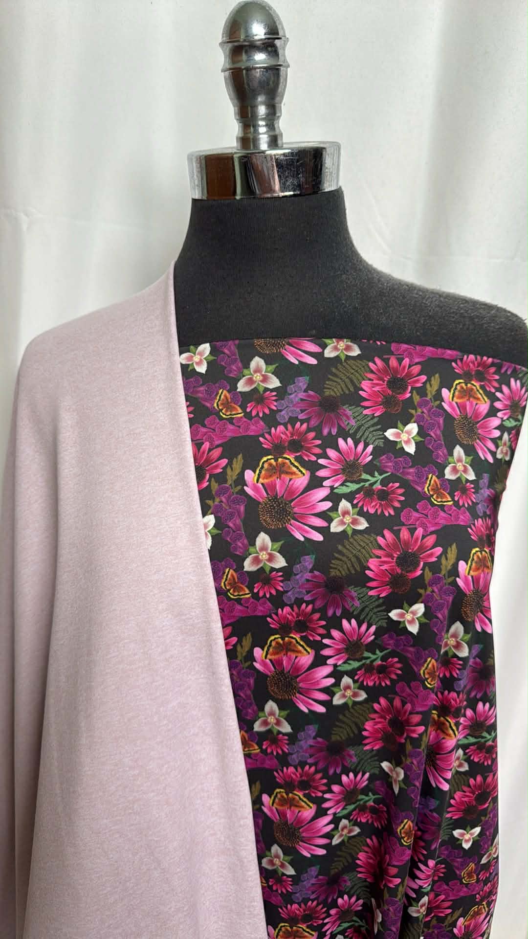 LIGHT PINK/BUTTERFLY BUNDLE : 2YD Light Pink Peached PF & 2YD Floral/Butterfly N/S Swim : A29668