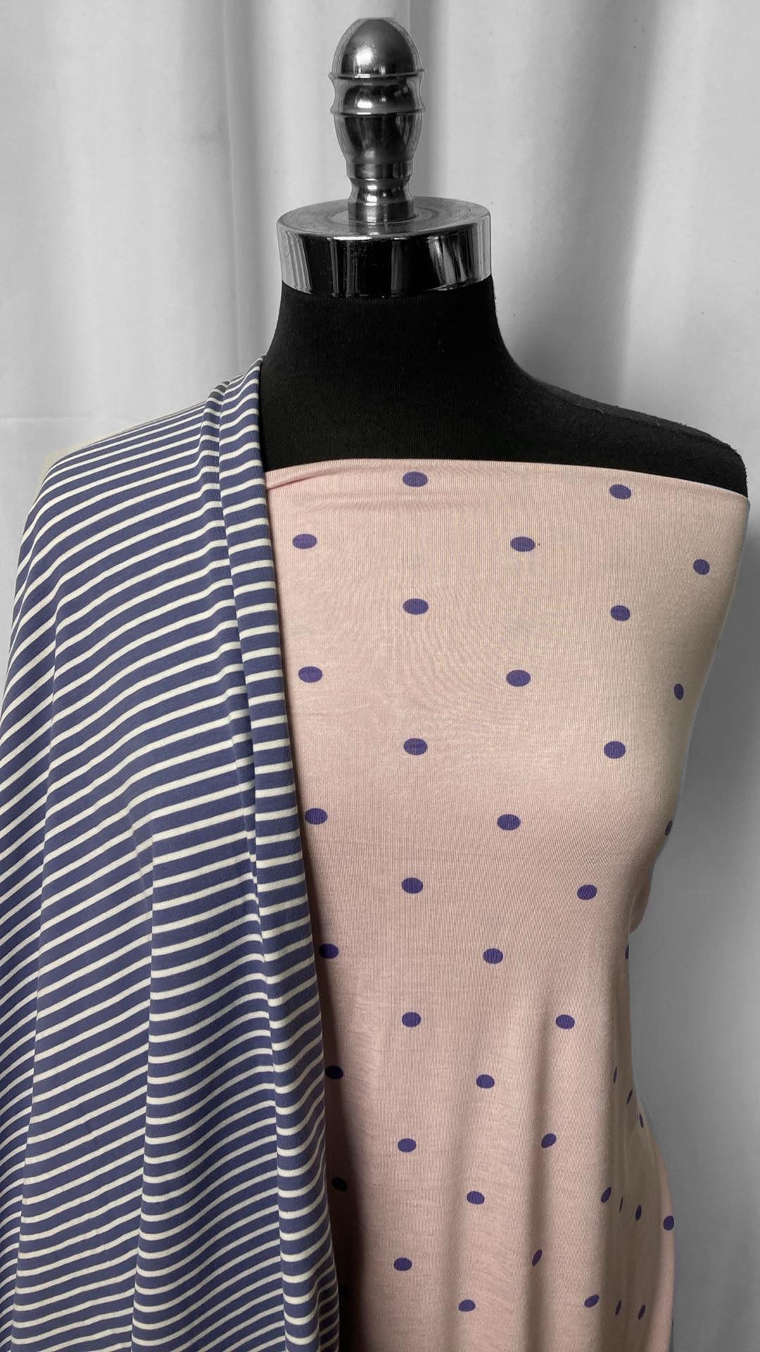 ORGANIC STRIPE/DOT BUNDLE : 2YD Polka Dot Bamboo & 2YD Stripe Organic C/S (70" Wide) : A25116