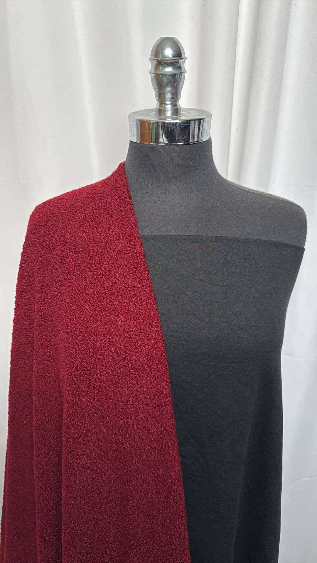 BURGUNDY/BLACK BUNDLE : 1+YD Black 2-Tone Peached PF & 3YD Burgundy Teddy : A26517