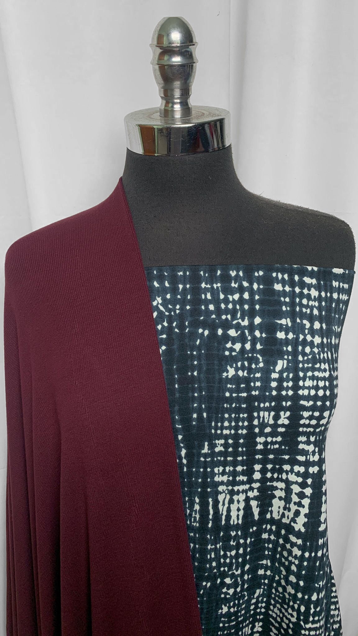 BURGUNDY/TIE DYE BUNDLE : 1.5YD Spine Dye Supima Modal & 1YD Burgundy Modal Rib : A25529