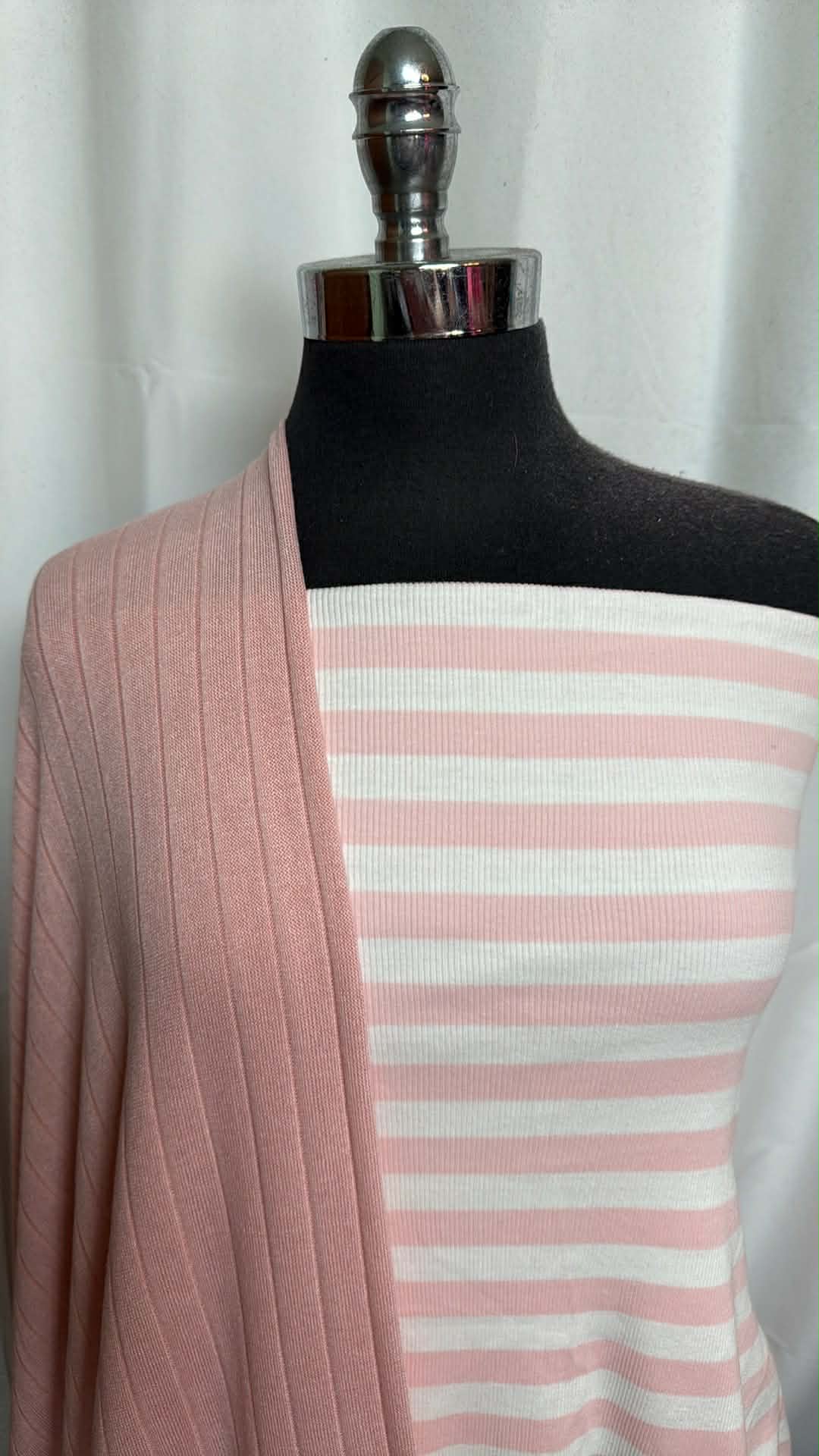 STRIPE RIB BUNDLE : 2YD Stripe C/S 1x1 Rib & 2YD Blush Wide Rib SK : A29862