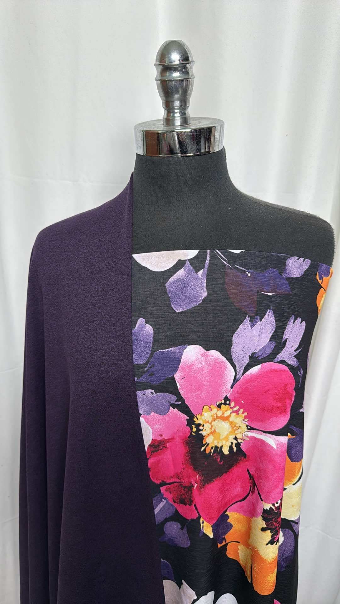 PURPLE-BLACK/FLORAL BUNDLE : 1+YD Purple/Black Peached PF & 2YD Floral P/S : A27354