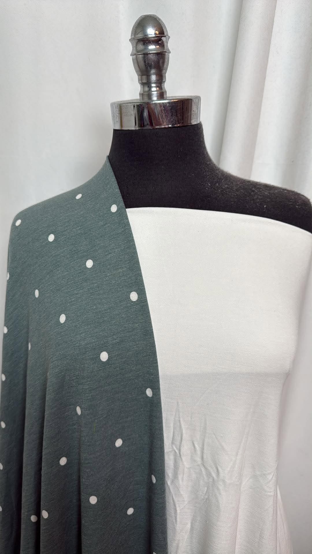 WHITE/GREEN DOT BUNDLE : 1YD White Modal Ponte & 2YD Green Dot PRS FT : A30775
