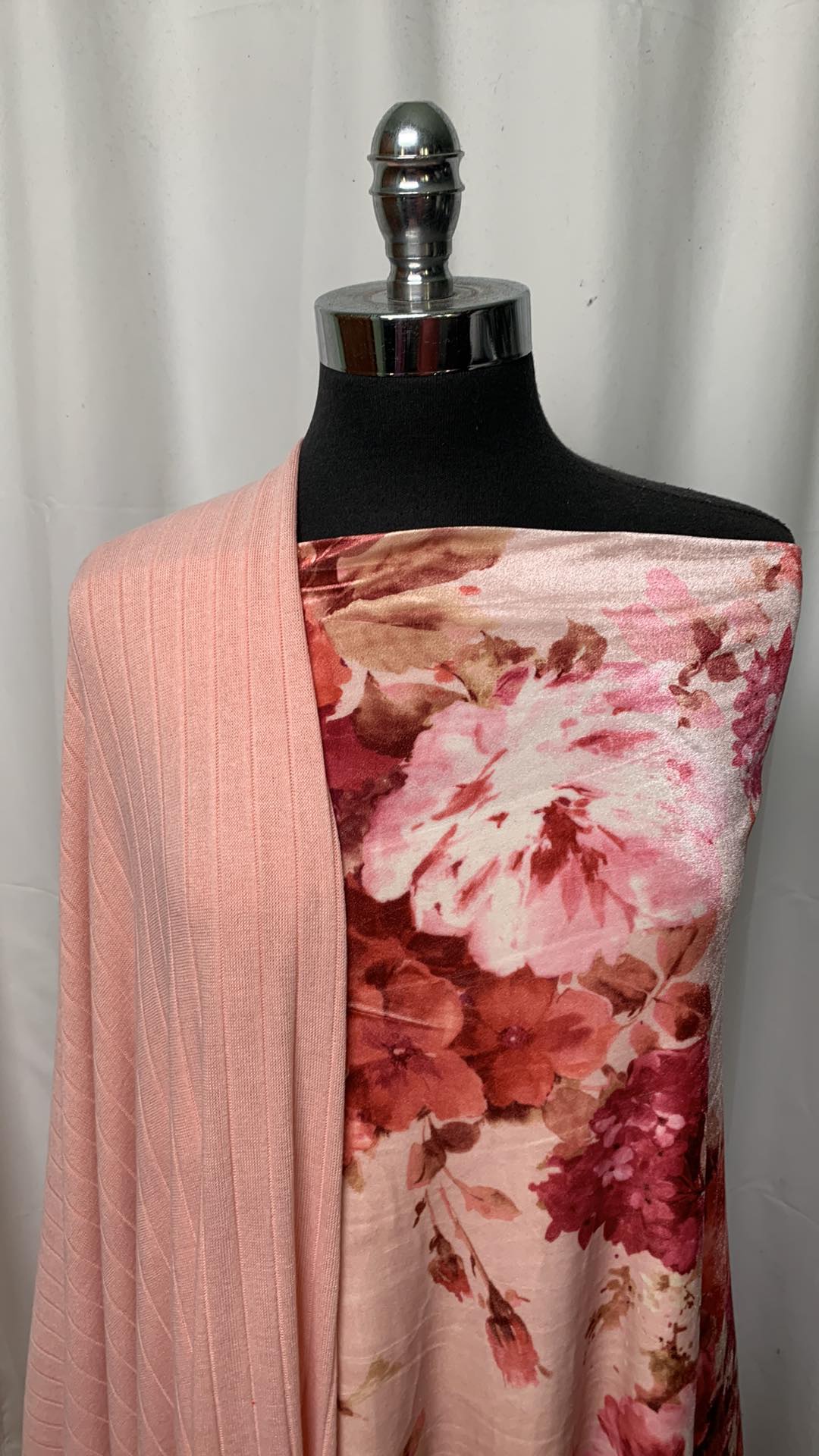 BLUSH FLORAL BUNDLE : 2YD Floral Stretch Velvet & 2YD Wide Rib SK : A1608