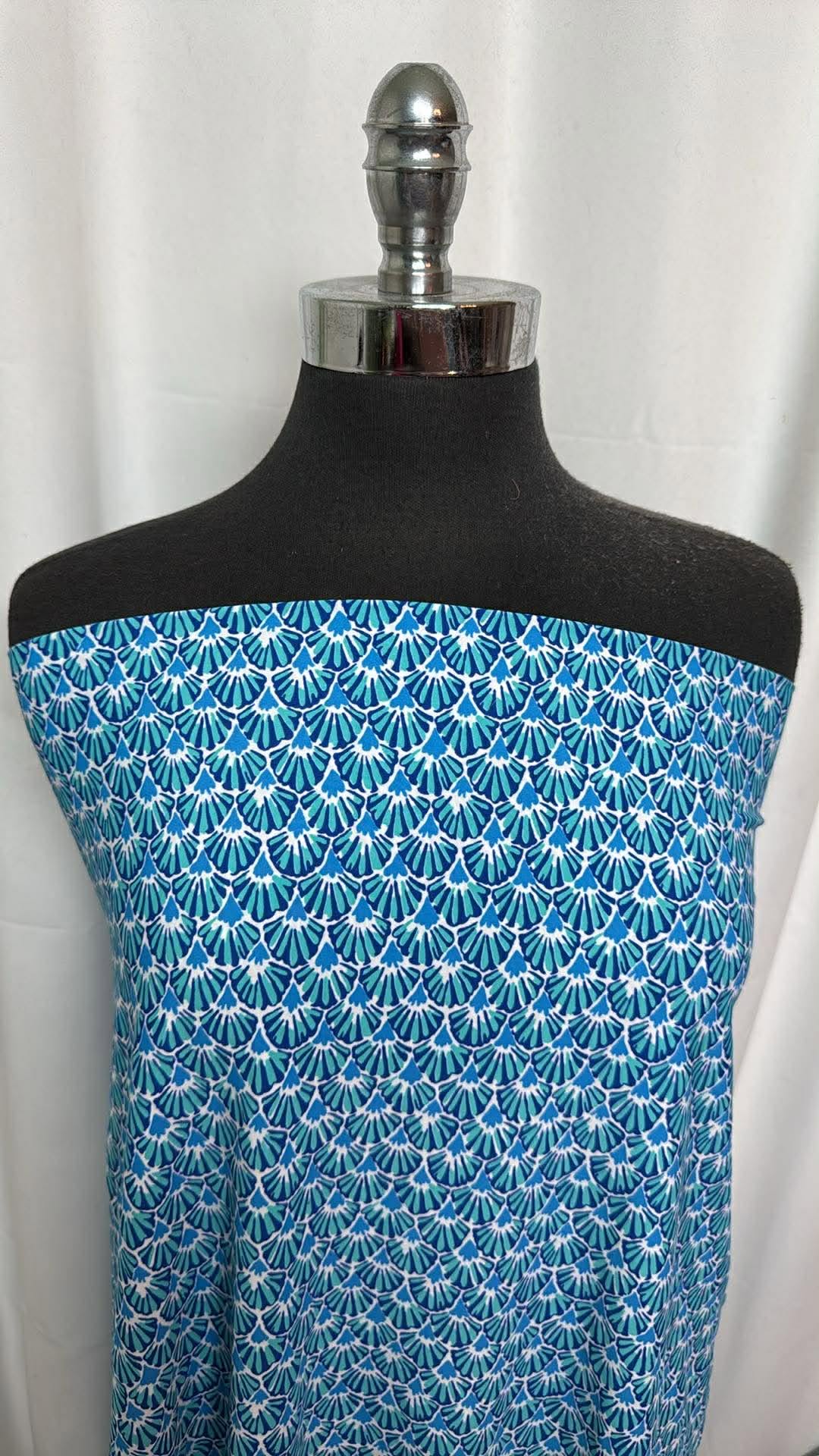 Blue Fans - Designer Nylon/Spandex Swim - 1 Yard Cut