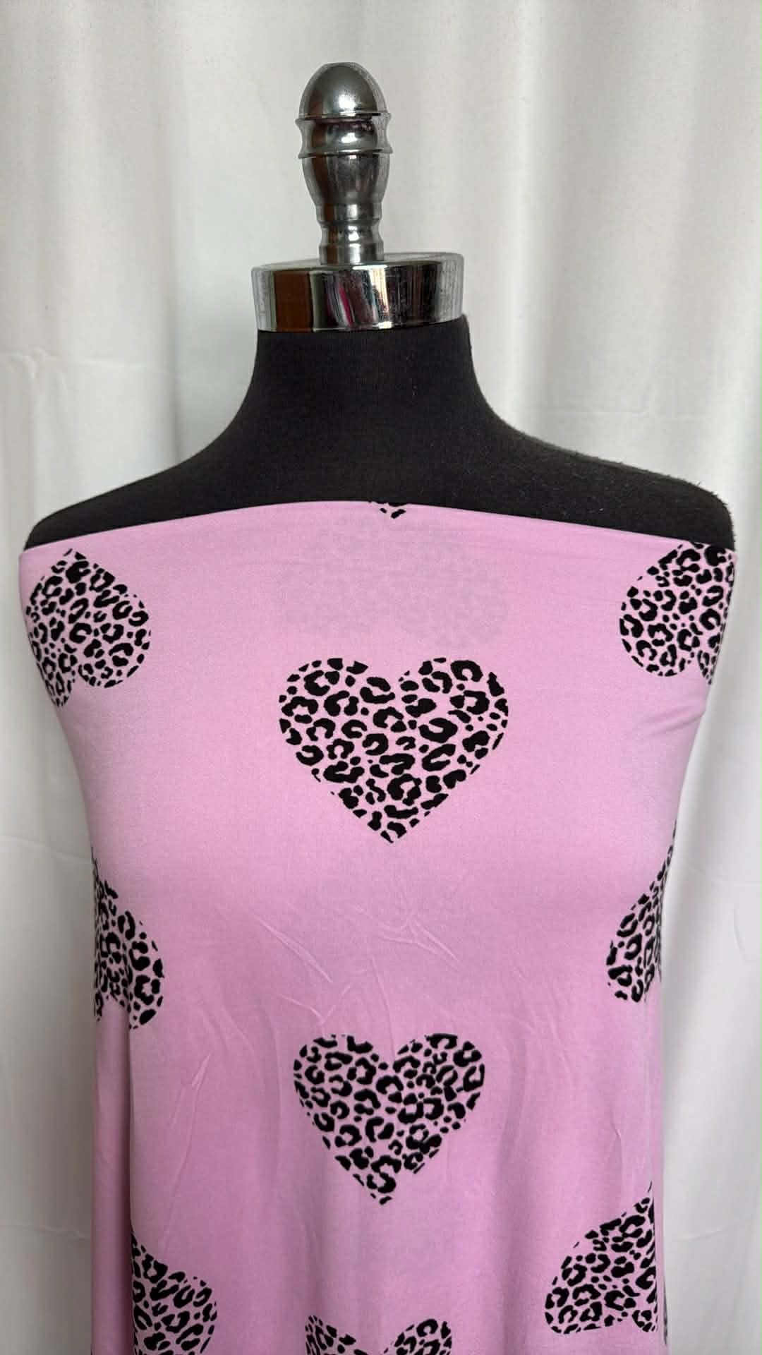 Leopard Hearts - Double Brushed Poly Spandex - 2 Yard Cut