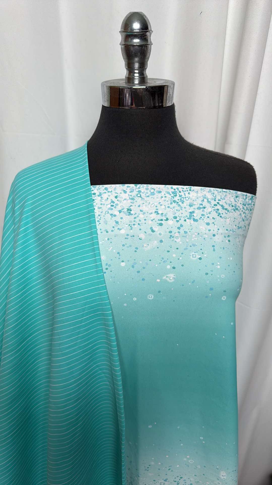 TURQUOISE STRIPE/OMBRE BUNDLE : 1YD Turquoise Stripe N/S & 1YD Turquoise Ombre Glitter PF : A27243